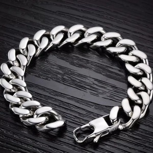 Unisex Stainless Steel Cuban Link Bracelet And Necklace High Polished Silver Metal Chain For Men Women Hip Hop Jewelry