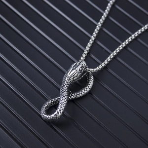 Punk roestvrijstalen ketting met gedetailleerde opgerolde slang infinity hanger aan ketting