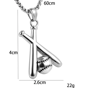 Collana con pendente a doppia mazza da baseball in acciaio inossidabile e catena 60cm