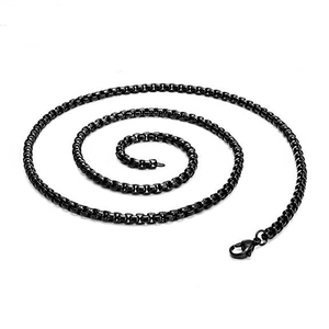 Men's black stainless steel Venetian box chain necklace with durable lobster clasp closure