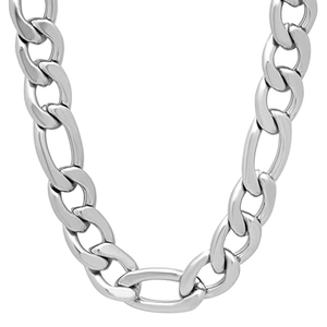 Men's Stainless Steel Figaro Chain Necklace Silver Polished Figaro Bracelet Punk Streetwear Hip Hop 3-1 Link Chain Jewelry