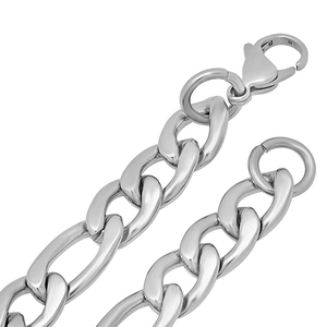 Polished stainless steel Cuban link necklace with secure lobster clasp for men