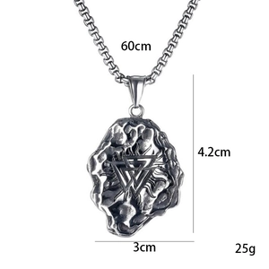 Vintage meteoriet textuur Valknut driehoek hanger ketting in titanium staal voor heren
