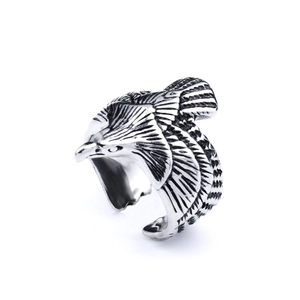 Vintage Adlerfeder-Ring in Antik-Silber-Optik mit verstellbarem offenem Design