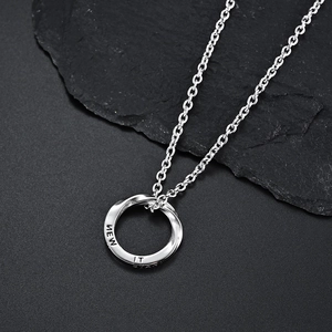 Silver Mobius ring necklace with NEW IT START engraving on a classic O-link chain