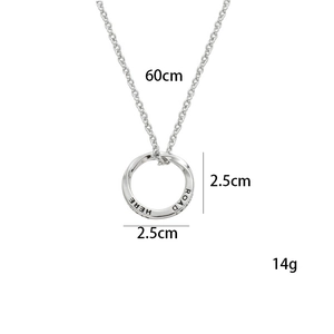Polished Mobius ring pendant necklace for men with engraved road motivational text