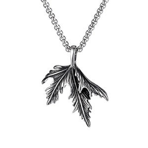 Collana con Ciondolo a Foglia di Acero Vintage Catena in Acciaio Inossidabile Gioielli Retro Streetwear Regalo Unisex