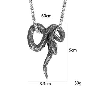 Vintage roestvrijstalen slang hanger ketting met 60cm ketting voor dames en heren