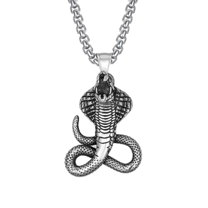 Hip Hop Gothic Pendant Necklace Men Stainless Steel Chain Alloy Cobra Skull Axe Punk Jewelry Gift For Boys