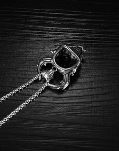 Detailed close-up of hiphop retro 316L stainless steel bull head necklace pendant