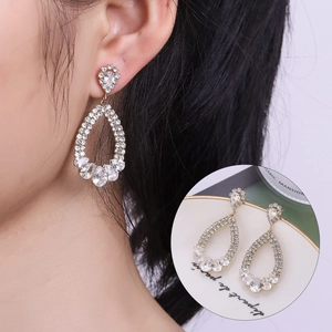 Luxurious Teardrop Dangle Earrings With 925 Sterling Silver Earring Post Alloy Rhinestone Water Drop Jewelry For Women Wedding