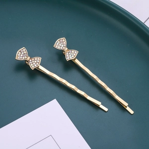 Mollette per Capelli in Lega Dorata con Fiocco e Strass Colorati Eleganti Forcine a Onda per Donna e Ragazza Accessori per Capelli