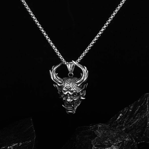 Vintage hip hop style stainless steel devil ox skull pendant necklace with box chain