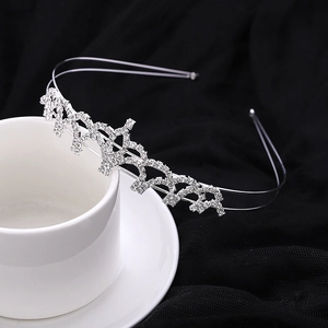 Tiara a Corona da Sposa Cerchietto con Strass in Lega d'Argento Accessori per Capelli per Matrimonio Festa Ballo Vestito Donna Ragazza