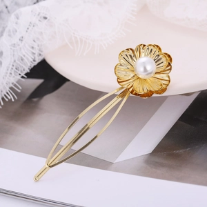 Barrette à Cheveux Élégante Fleur de Rose Avec Imitation Künstliche Perle Alliage Métal Style Coréen Or Argent Accessoires Cheveux pour Femmes
