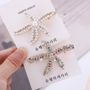 Elegante Marine Zeester Haarclip Legering Kunstparel Strass Zijclip Oceaan Stijl Hoofdtooi Voor Dames Meisjes Dagelijkse Haaraccessoires