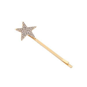 Minimalist gold hair clip with sparkling rhinestone star detail for women's hair styling