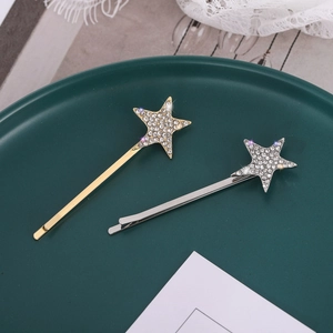 Simple Star Rhinestone Bobby Pin Alloy Hair Clip Sparkling Gold Silver Star Hair Barrettes For Women Daily Hair Accessories