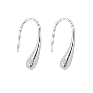 Silver plated teardrop drop earrings with micro-inlaid rhinestones for jewelry set