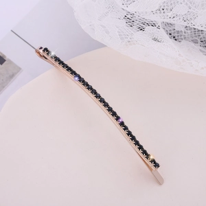 Minimalistische Strass Haarspange in Goldoptik mit dunklen Kristallen für Damen