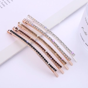 Minimalistische Legierung Strass Haarnadel Elegante Einreihige Kristall Haarklammer Funkelnde Pony Seite Clip Für Damen Mode Haarschmuck