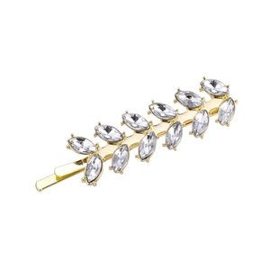 Fermaglio per capelli dorato a foglia con cristalli e design con strass scintillanti