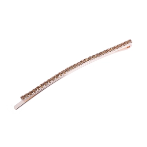 Minimalistische Haarspange in Roségold mit bernsteinfarbenen Strasssteinen im linearen Design