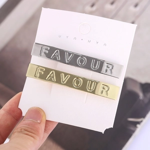 Minimalistische Legering Rechthoekige Haarklem Voor Vrouwen Goud Zilver Verguld FAVOUR Letter Gegraveerd Mode Haaraccessoires