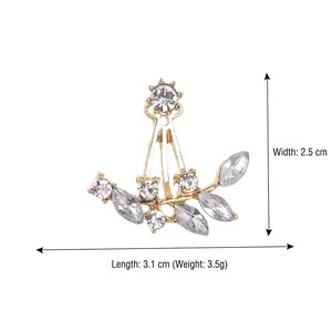Fashionable crystal leaf ear jackets in gold finish featuring marquise zircons