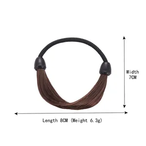 Élastique à cheveux avec extension en cheveux synthétiques bruns pour coiffure femme
