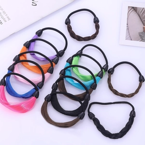 Élastique à Cheveux Créatif avec Perruque en Cheveux Synthétiques Tresse Lisse avec Boucle en Plastique pour Femmes