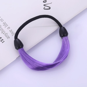 Élastique à cheveux en cheveux synthétiques violets avec boucle en caoutchouc noir durable