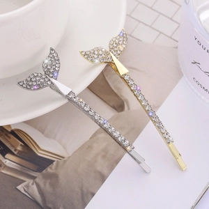 Elegante Zeemeerminstaart Strass Legering Haarclip Voor Vrouwen Fonkelende Visstaart Zijspeld Mode Haaraccessoires Cadeau