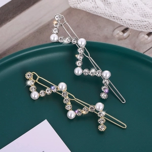 Barrette à Cheveux en Alliage Forme de Vague Avec Künstliche Perle d'Imitation et Strass Élégante Dorée Argentée pour Femmes Mariage Fête Accessoires Cheveux