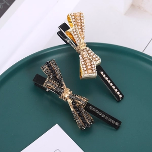 Koreanische Schleife Haarspange Legierung Künstliche Perle Strass Seitenclip Elegant Süß Haarnadel Für Damen Alltag Party Hochzeit