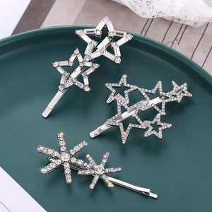 Fermagli per Capelli in Lega con Strass a Stella e Fiocco di Neve da Donna Semplice Clip Laterale a Stella Marina Argento Gioielli Capelli