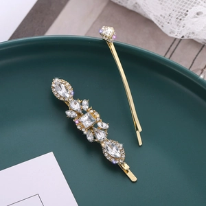 Elegant Gold Zinc Alloy Rhinestone Hair Clip Set Horse Eye Bangs Clip Korean Style Bobby Pins For Women Hair Accessories