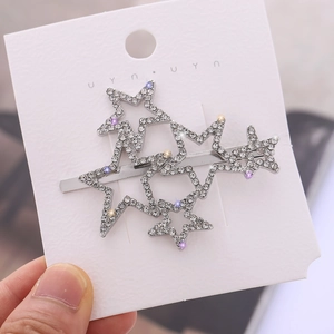 Elegante fermaglio per capelli a stella argento con strass, design multi-stella da donna