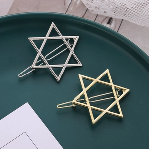 European Hexagram Star Metal Hair Clip Minimalist Zinc Alloy Electroplated Six Pointed Star Side Hairclip For Women Jewelry