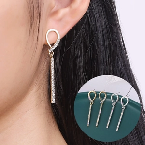 Boucles d'Oreilles Pendantes en Alliage à la Mode avec Strass Goutte d'Eau pour Femmes Gland Géométrique Bijoux Urbains Tige Acier
