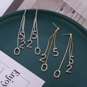 Boucles d'oreilles longues à pampilles 520 en cristal étincelant or et argent