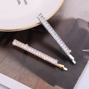 Elegant Rectangular Rhinestone Hair Clip Gold Silver Alloy Geometric Hairpin Minimalist Barrette For Women Girls Fashion Hair Accessory