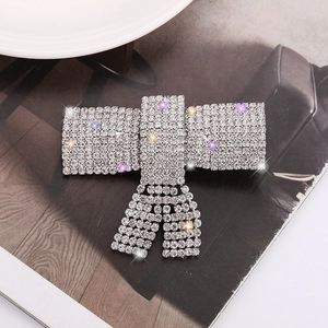 Pince à Cheveux Nœud Papillon Mode Coréenne Strass Scintillants Alliage de Zinc Design Aile Pince à Bec de Canard Femme