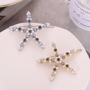 Fermagli per capelli a stella marina con perle e strass oro e argento set