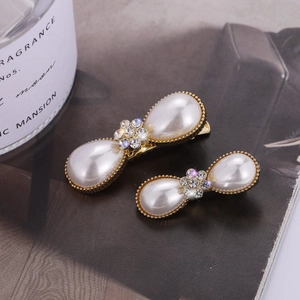 Elegant Alloy Imitation Artificial Pearl Flower Hair Clips Gold Metal Rhinestone Hairpins Korean Style Hair Accessories For Women