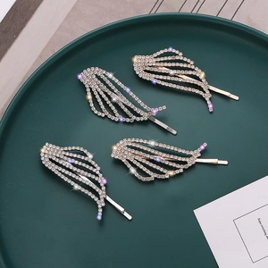 Pince à Cheveux Élégante en Alliage de Strass Forme d'Aile pour Femmes Épingle à Cheveux Feuille Douce Or Argent Bijoux de Cheveux