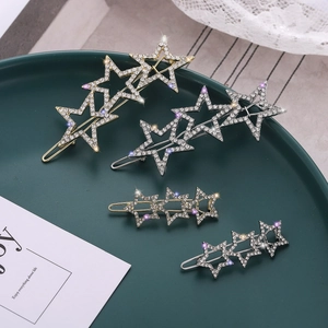 Elegant gold and silver star hair pins set with sparkling rhinestones for women
