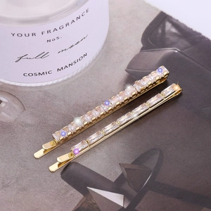 Elegante Juego de Pinzas para el Cabello de Aleación de Oro con Diamantes de Imitación Cristal Cuadrado Pasadores de Moda Mujer