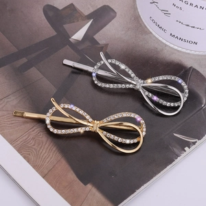 Pince à Cheveux Nœud en Strass Style Coréen Élégant Barrette Latérale en Cristal Alliage Accessoire Cheveux Femme