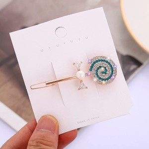 Barrette à cheveux sucette avec strass bleus et perle pour coiffure de femmes